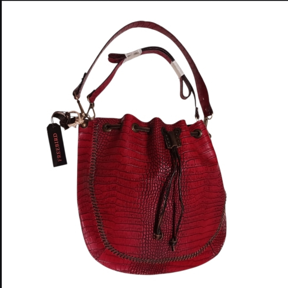 Freebird Mila Red Croco Tassel Satchel Bag RARE - Picture 3 of 15